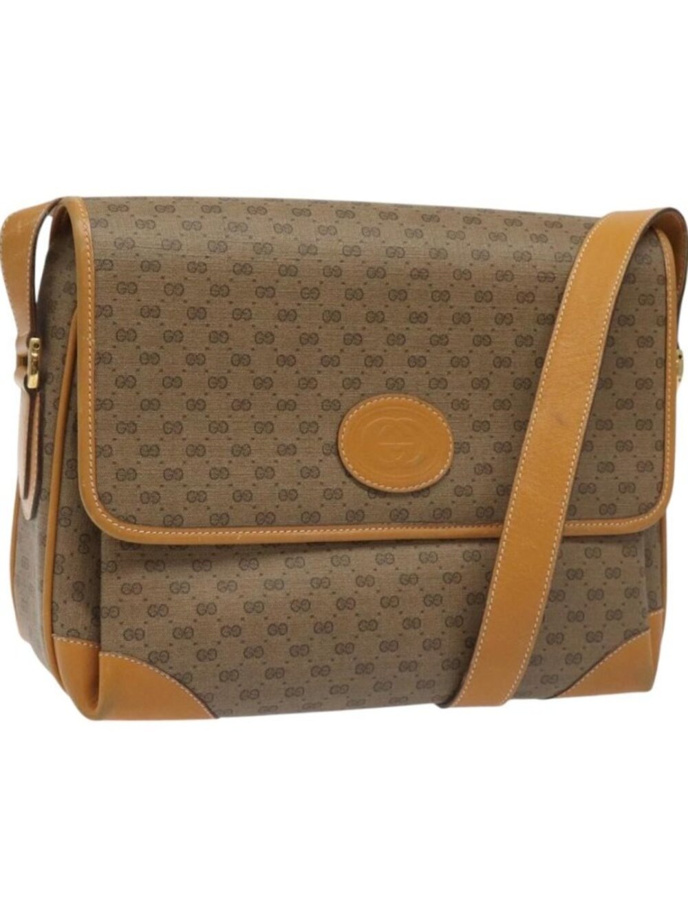 GUCCI Micro GG Supreme Shoulder Bag PVC Beige Gold 001 116 0924